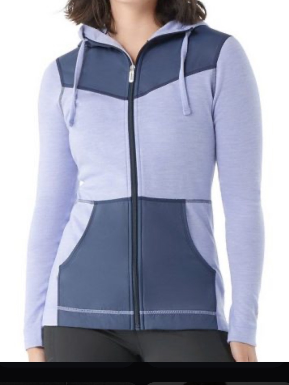 Smartwool Women Size XS Full Zip Hooded Jacket Lavender Navy Colorblock
